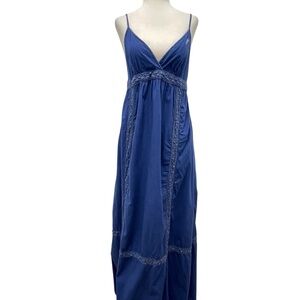 Liu Jo Beachwear Sleeveless V-Neckline Crochet Blue Maxi Dress Size Large